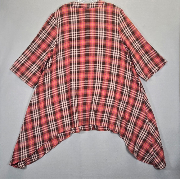 Ulla Popken 1X (16/18) Women's Plaid Button-Down Shirt  Light Weight - Picture 2 of 9